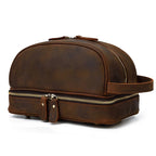 Hochwertige Kleine Reise-Kosmetiktasche aus Crazy Horse Leder – Vintage Leder Wash- &amp; Make-up Bag para hombres 