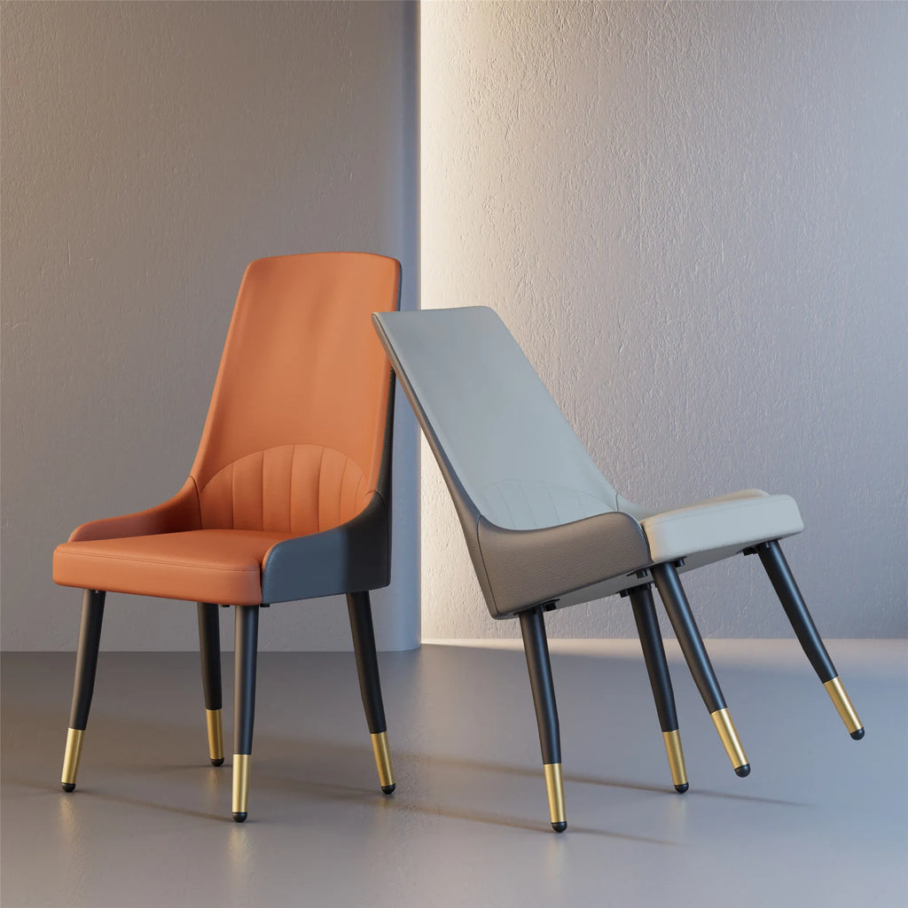 2er Set Esszimmerstühle aus Kunstleder – Moderne Polsterstühle mit Armlehnen, Metallbeinen & luxuriösem Zwei-Farben-Design