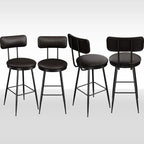 Barhocker aus PU-Leder mit hoher Rückenlehne – Moderner Küchen- & Esszimmer Barstuhl mit rutschfesten Metallbeinen