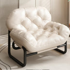 Moderner Leder-Relaxsessel mit Armlehnen & Fußhocker – Minimalistischer Single Sofa Chair in Weiß für Wohnzimmer, Balkon & Meditation