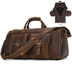 Luufan Herren Reisetasche aus Crazy Horse Leder – Faltbare Anzugtasche mit Schuhfach & Cowhide Duffel Bag