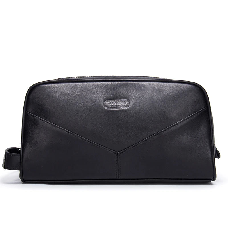Crazy Horse Leder Kulturbeutel für Herren – Vintage Reisekosmetiktasche aus echtem Rindsleder mit mehreren Reißverschlussfächern