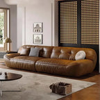 Luxus Leder Sofa für das Wohnzimmer – Modernes europäisches Design, elegante Wohnlandschaft für stilvolle Raumgestaltung