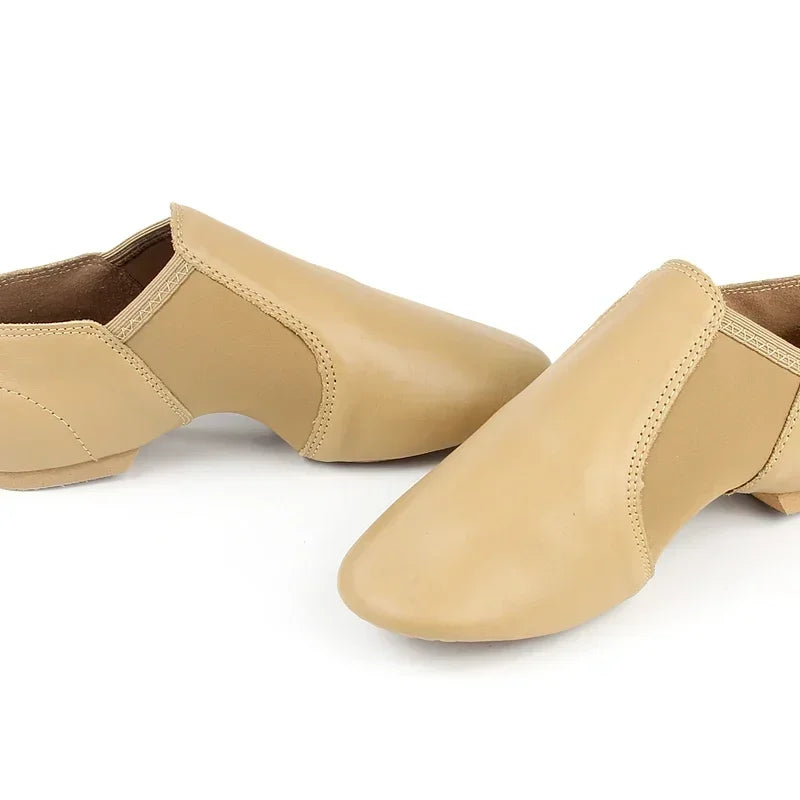 Chaussures de danse jazz en cuir véritable – Chaussures de sport à enfiler pour enfants, femmes et hommes, idéales pour le jazz, la salsa, le ballet et la danse 