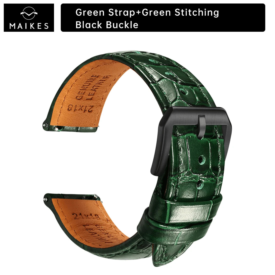 MAIKES Luxus Leder Uhrenarmband mit Quick Release – 20 mm / 21 mm / 22 mm Premium Armband mit Butterfly-Schließe für elegante Armbanduhren