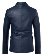Veste en cuir PU pour hommes, coupe ajustée – Blazer décontracté au travail de pointe pour les repas et les herbes