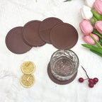 Leder Untersetzer für Getränke – Handgefertigte Leder Coasters (1/3/5 Stück) in Braun, stilvoller Tischschutz für Kaffee, Tee & Wasser