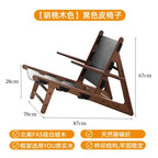 Leichter Nordic Leder-Loungesessel aus Massivholz – Cómodo sillón relax para Schlafzimmer &amp; Wohnzimmer im modernen Design