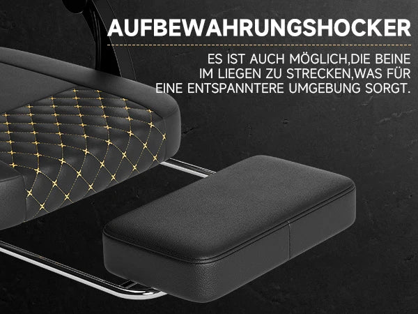 Ergonomischer Gaming-Stuhl aus Leder mit Massagefunktion & Fußstütze – Belastbar bis 150 kg, verstellbarer Gamer- & Bürostuhl für PC & Office