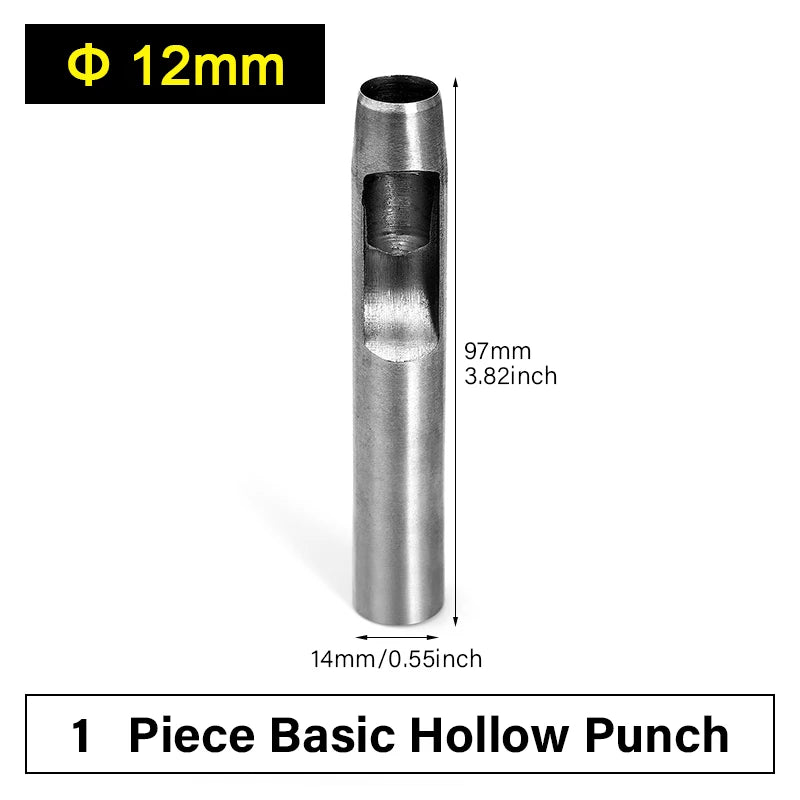 WUTA Runde Lederloch Stanzen Sets – 5–15 tlg. Hohlstanzer aus Carbonstahl für Uhrenarmbänder, Gürtel & DIY-Arbeiten
