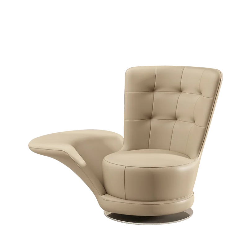 Moderner drehbarer Ledersessel in Schwarz – Übergroßer Relax-Wohnzimmerstuhl mit Armlehnen, lujoso sillón de diseño nórdico