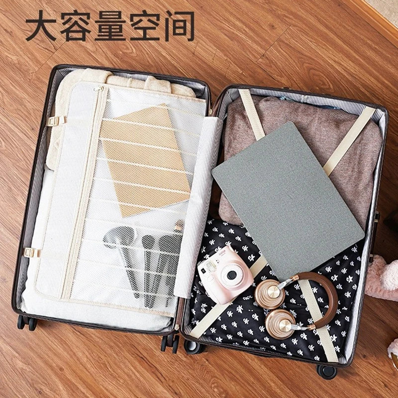 Suninecase 2-teiliges Unisex PU-Leder Rolling Luggage Set – 20/24/28 Zoll Trolley Koffer mit 13 Zoll Handtasche