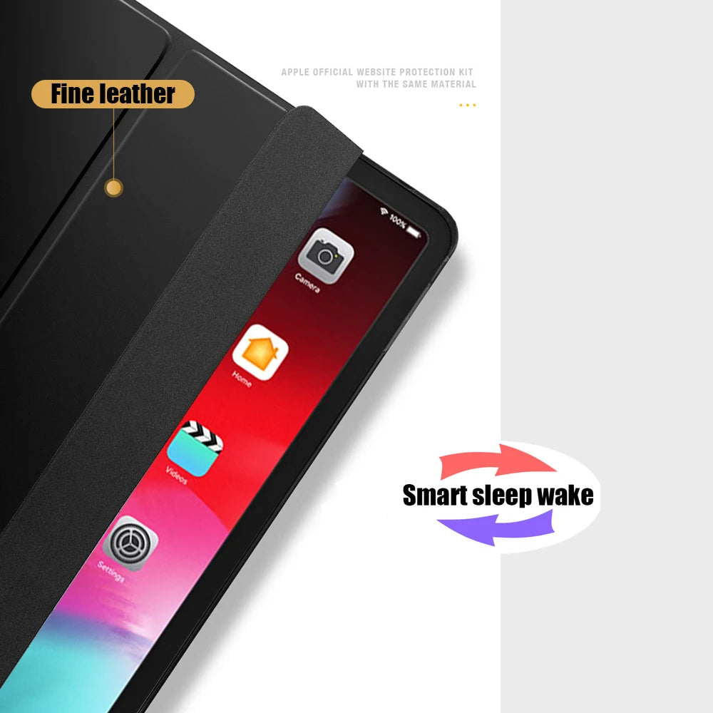 Étui en cuir Smart Wake pour iPad 9,7 pouces (2017, 5e génération) – Étui à rabat à trois volets avec fonction support pour A1822 et A1823