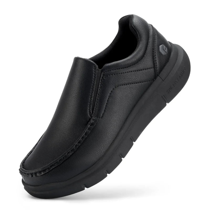 Fitville Herren Slip-On Lederschuhe – Extraweite Komfort-Loafer, leicht & unterstützend für Alltag und Freizeit