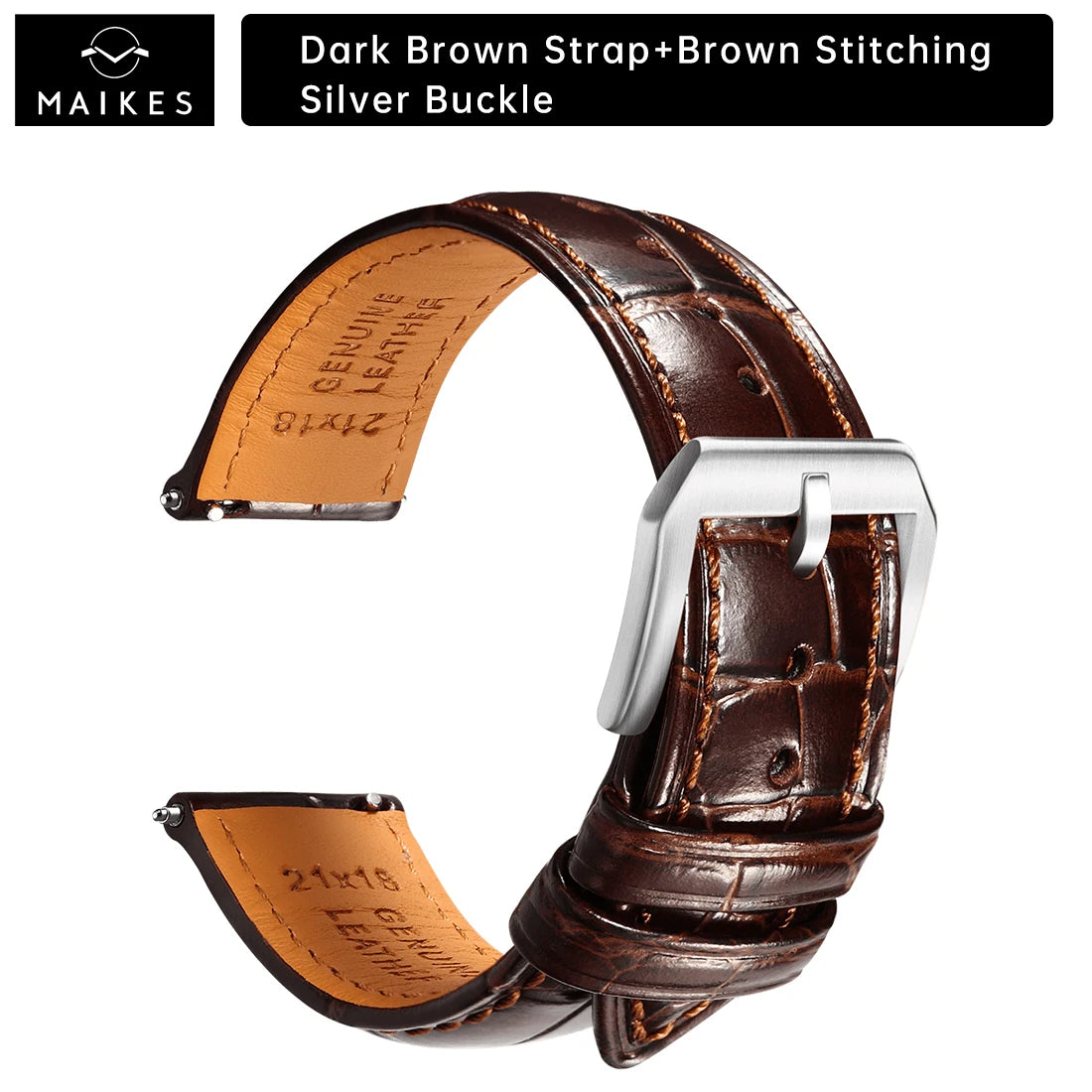 MAIKES Luxus Leder Uhrenarmband mit Quick Release – 20 mm / 21 mm / 22 mm Premium Armband mit Butterfly-Schließe für elegante Armbanduhren