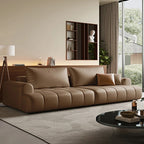 Postmodernes Designer Ledersofa mit eckiger Form – Luxuriöse Couch aus echtem Kalbsleder &amp; Massivholz im italienischen Stil
