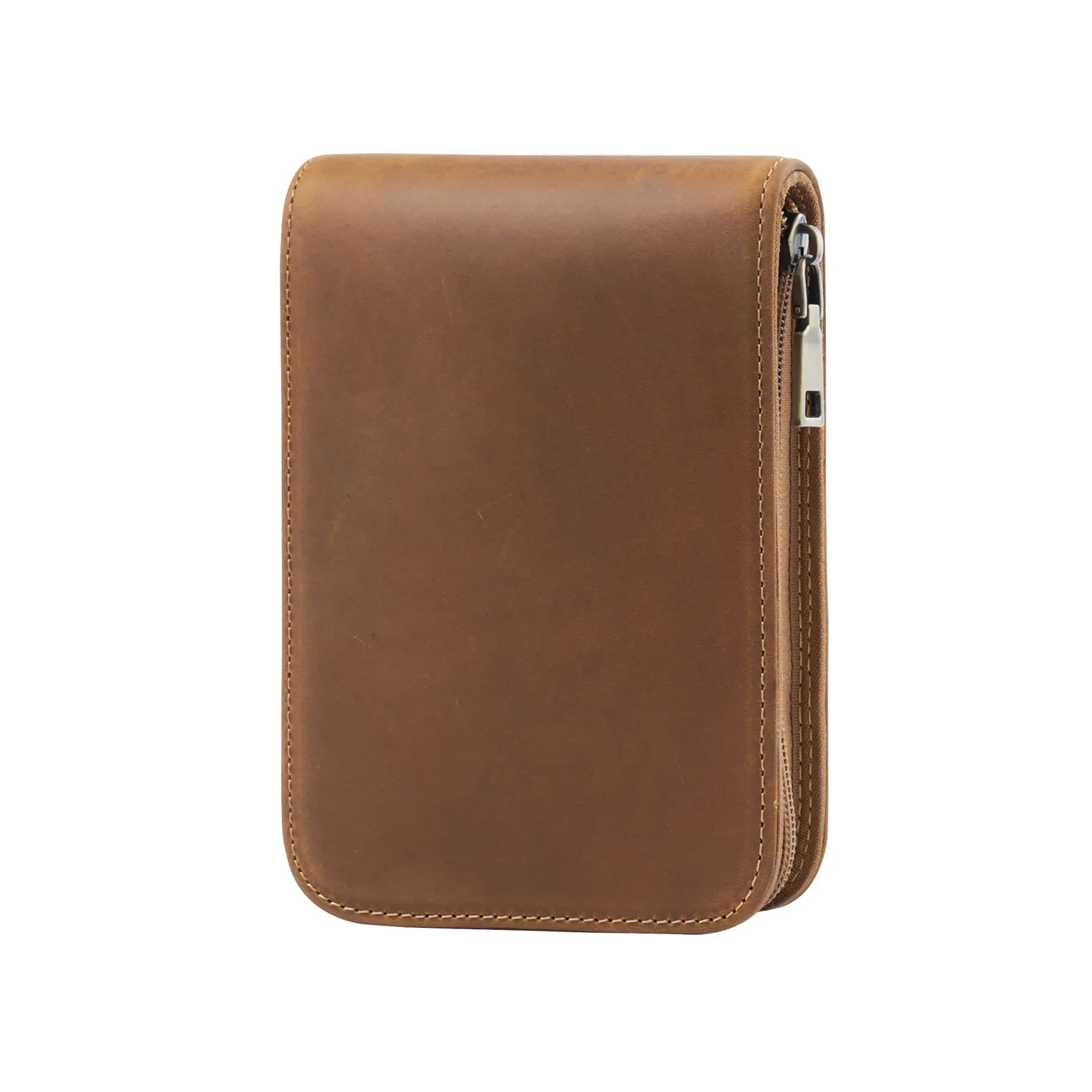 Étui à fermeture éclair en cuir véritable avec 12 emplacements pour supports – Grand étui à fermeture éclair pour bureau, école et voyages