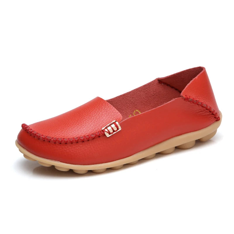 KUIDFAR Damen Flats 2024 – Bequeme Slip-On Loafers aus echtem Leder, Soft Moccasins für Alltag und Freizeit, Plus Size
