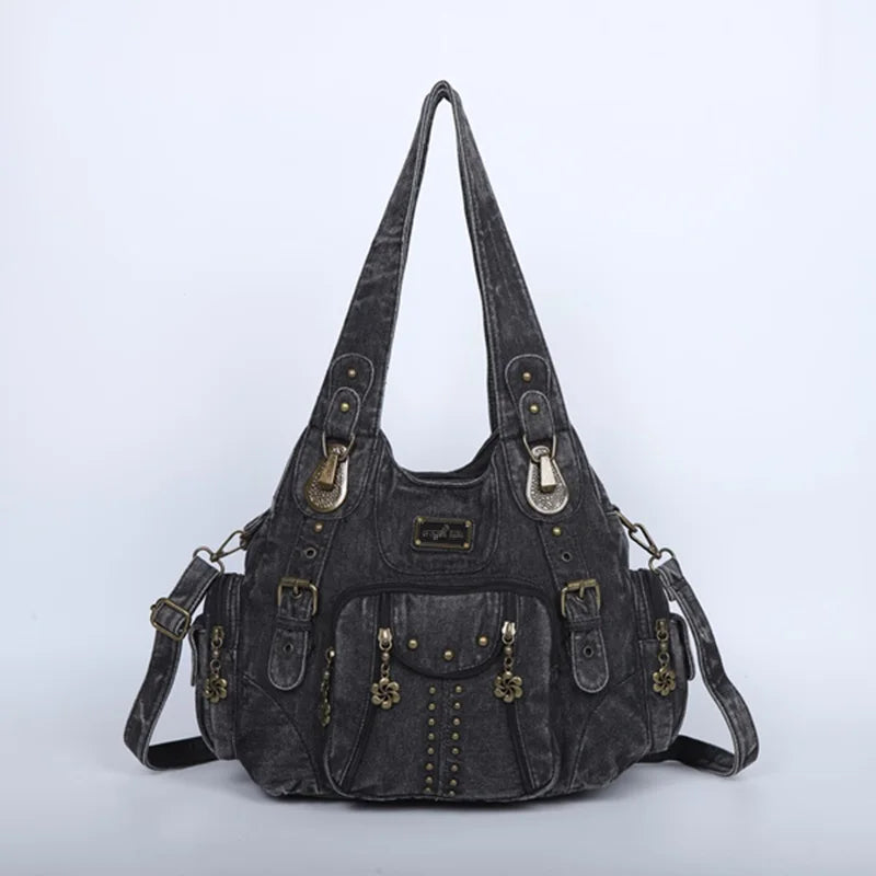 Angelkiss Damen Schultertasche aus PU-Leder – Große Hobo Handtasche mit Reißverschluss, Crossbody & Satchel für Alltag & Party