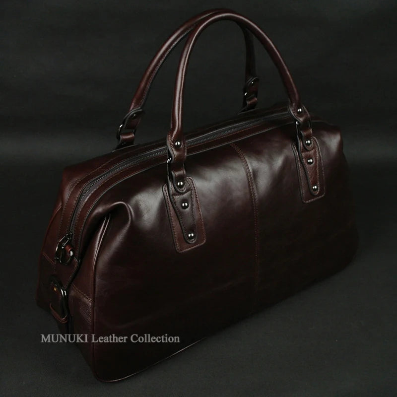 MUNUKI Hochwertige Leder Reisetasche für Herren – Große Duffel Bag aus echtem Rindsleder als Tote-, Schulter- & Wochenendtasche