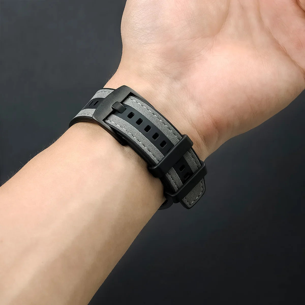 22 mm Leder-Silikon Uhrenarmband für Huawei Watch GT5 / GT5 Pro / GT4 & Samsung Galaxy Watch – Robustes Hybrid Ersatzarmband für 46 mm & 45 mm Modelle