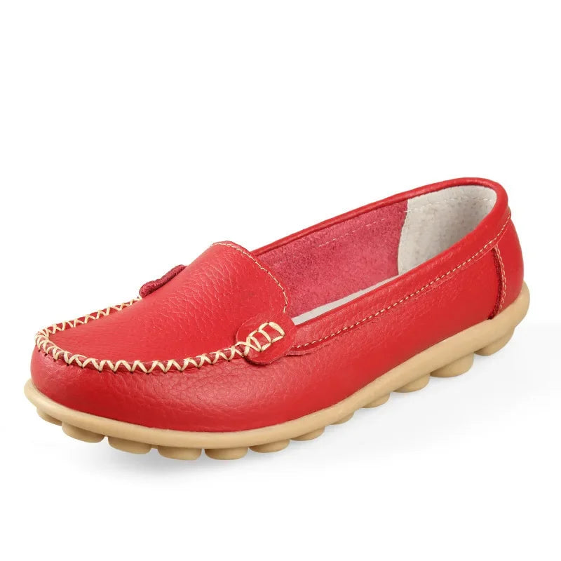 TIMETANG Damen Leder Flats – Handgefertigte Slip-On Ballerinas, Komfort-Loafers aus echtem Leder