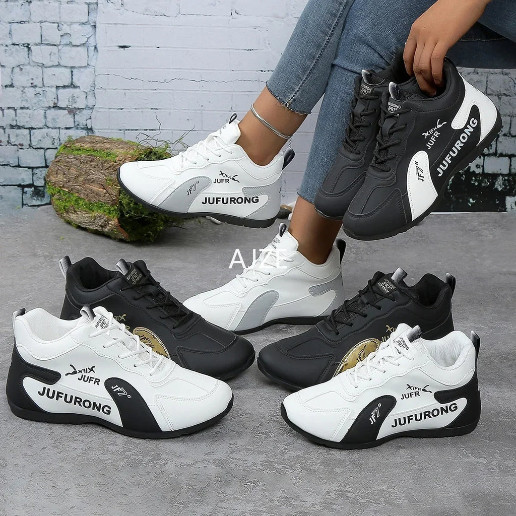 Damen Designer Sneaker mit Plateau – Leichte & atmungsaktive Freizeitschuhe aus PU-Leder, rutschfeste Casual Sportschuhe für Frühjahr & Herbst