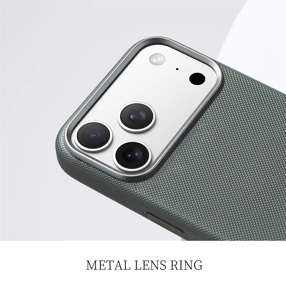 Luxus Lederhülle mit Diamant-Textur & MagSafe für iPhone 13–17 Pro Max – Full Cover Case mit Metall-Kamera­schutz & Wireless Charging