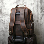 NZPJ Retro Herren Leder Rucksack aus echtem Rindsleder – Großer Vintage Laptop- &amp; Reiserucksack aus Crazy Horse Leder