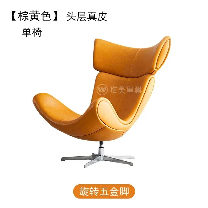 Ergonomischer Designer-Ledersessel im nordischen Stil – Moderner Relax- & Wohnzimmerstuhl mit Komfortschaum für stilvolles Wohnen