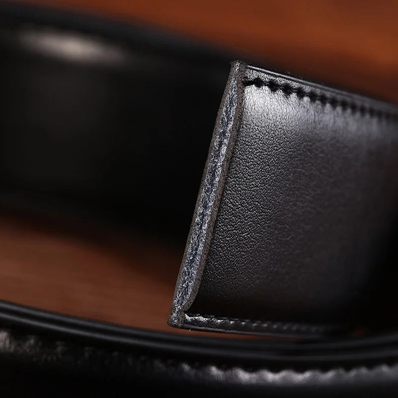 Hochwertiger Ledergürtel ohne Schnalle – Echtleder Unisex Gürtel in Schwarz 2,4–3,8 cm Breite
