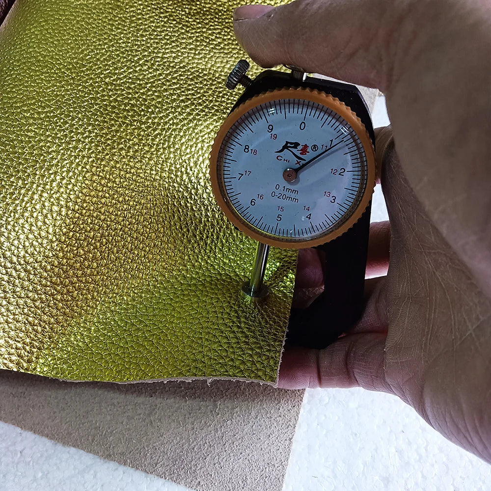 Echtleder Rindsleder Lychee-Prägung Gold &amp; Silber – Weiches Top Layer Leder 1,1–1,4 mm para sofá, bolsos y bricolaje 