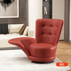 Moderner drehbarer Ledersessel in Schwarz – Übergroßer Relax-Wohnzimmerstuhl mit Armlehnen, lujoso sillón de diseño nórdico