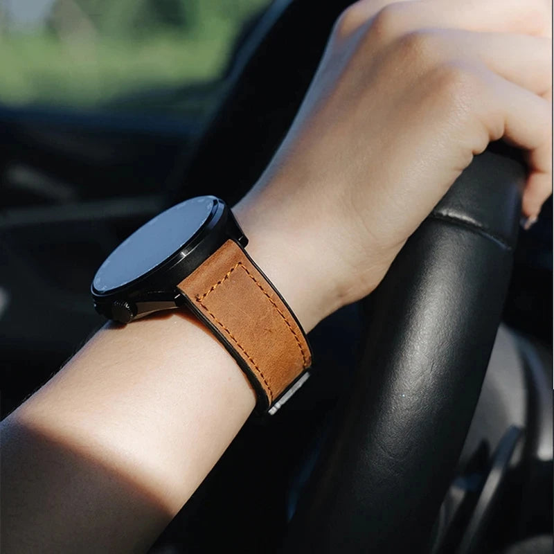 Magnetisches Leder-Silikon Armband für Samsung Galaxy Watch – Hybrid Watchband 20 mm & 22 mm für Galaxy Watch 4–7 & Classic 43/47 mm