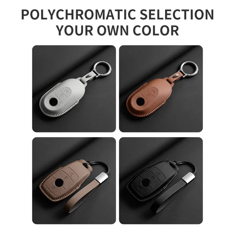 Étui de clé de voiture en cuir souple pour Mercedes-Benz – Étui de clé de qualité supérieure pour A, C, E, S, G-Klasse, GLC, CLA, GLB, GLS, GLA (W177/W205/W213/W222/X167)
