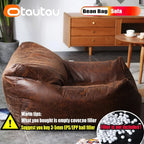 OTAUTAU Luxus Sitzsack-Sessel aus Retro-Wildlederoptik – Gefüllter Pouf & Lazy Chair mit Hocker, bequemer Einzelsessel für Wohnzimmer & Lounge (Modell SF042)