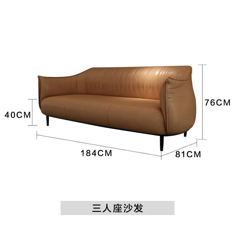 Nordischer Einzelsessel aus Leder – Moderner Luxus-Leisure-Sofastuhl für Wohnzimmer, Schlafzimmer & kleine Apartments