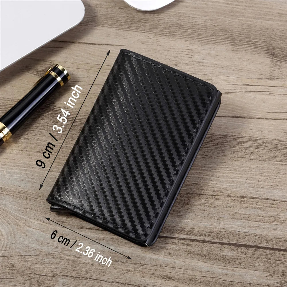 Carbon Fiber Herren Wallet – Slim RFID Pop-Up Kreditkartenhalter aus Metall, Minimalistische Geldbörse