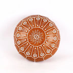 Pouf en cuir PU marokkanischer – Pouf à la main et coussin en style méditerranéen, rond 50 cm, non tissé 