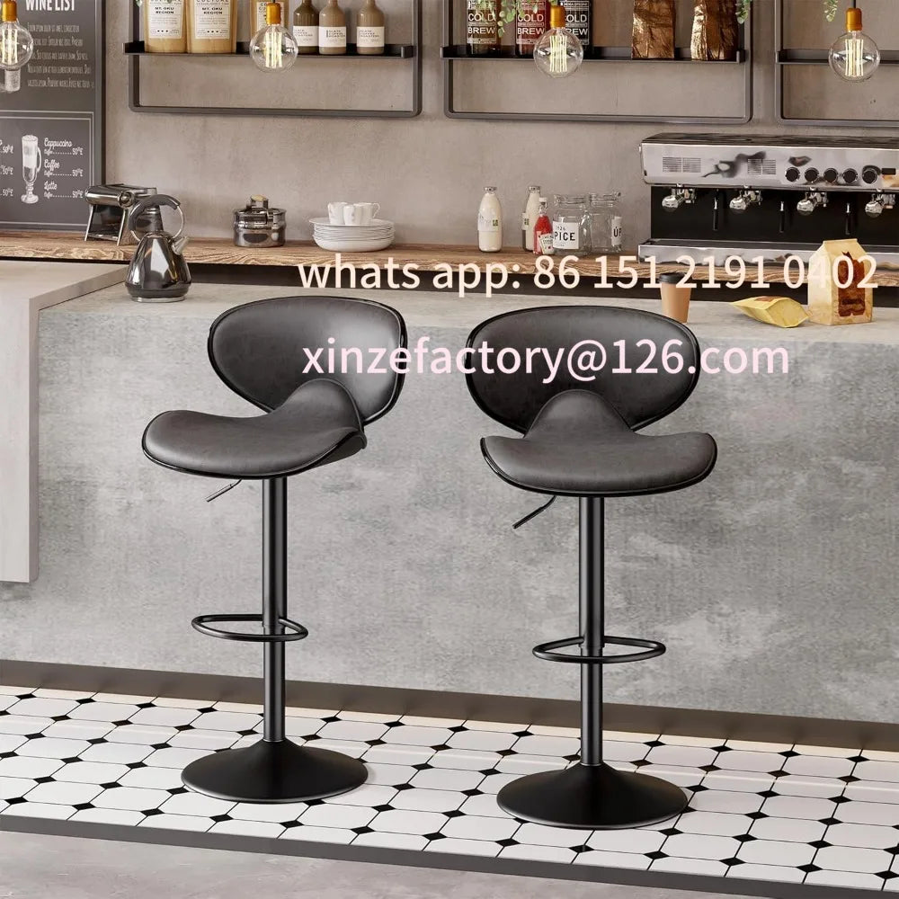 Drehbare Barhocker aus Kunstleder im 4er-Set – Höhenverstellbare Barstühle mit Rückenlehne für Kücheninsel &amp; Theke 