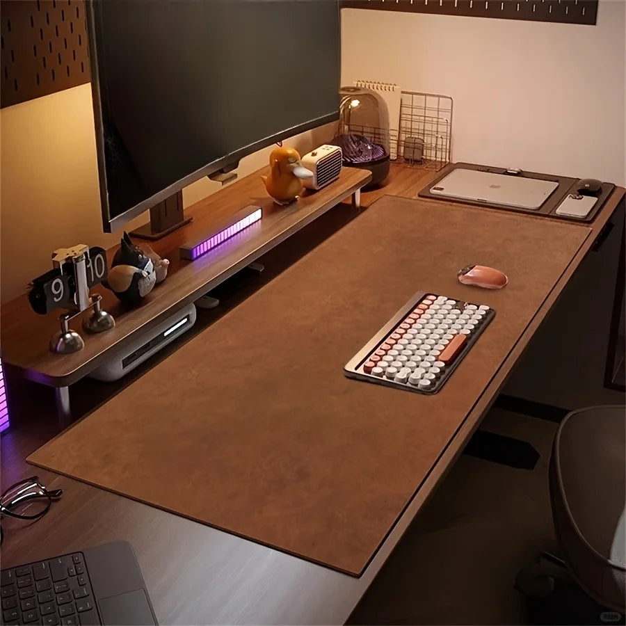 Retro XXL Leder Schreibtischunterlage im Cowhide-Design – Beidseitige, Wasserdichte Desk Pad für Büro & Business