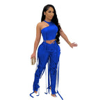 Y2K Damen Zweiteiler aus PU-Leder – Trendiges 2-teiliges Party & Club Outfit mit Crop Top und High-Waist Hose