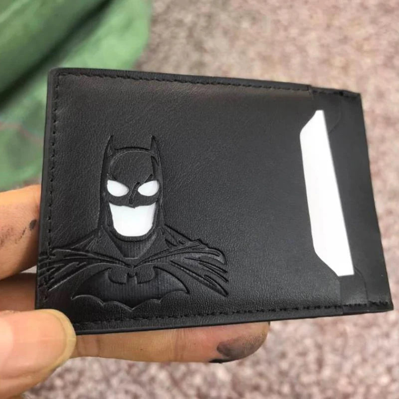 Carte en cuir avec masque Superhelden – Portefeuille Bat compact avec sac à dos pour cartes et sacs | Stylet pour les fans 