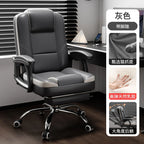 Ergonomischer Bürostuhl aus Leder mit Fußstütze – Drehbarer Office Chair mit Rückenstütze, Rollen & Liegefunktion für Büro & Homeoffice