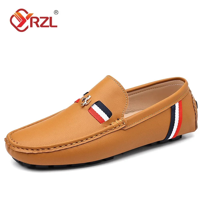 YRZL Herren Loafer in Weiß & Schwarz – Bequeme Slip-On Mokassins aus PU-Leder, Sommerliche Driving Shoes für Alltag & Freizeit