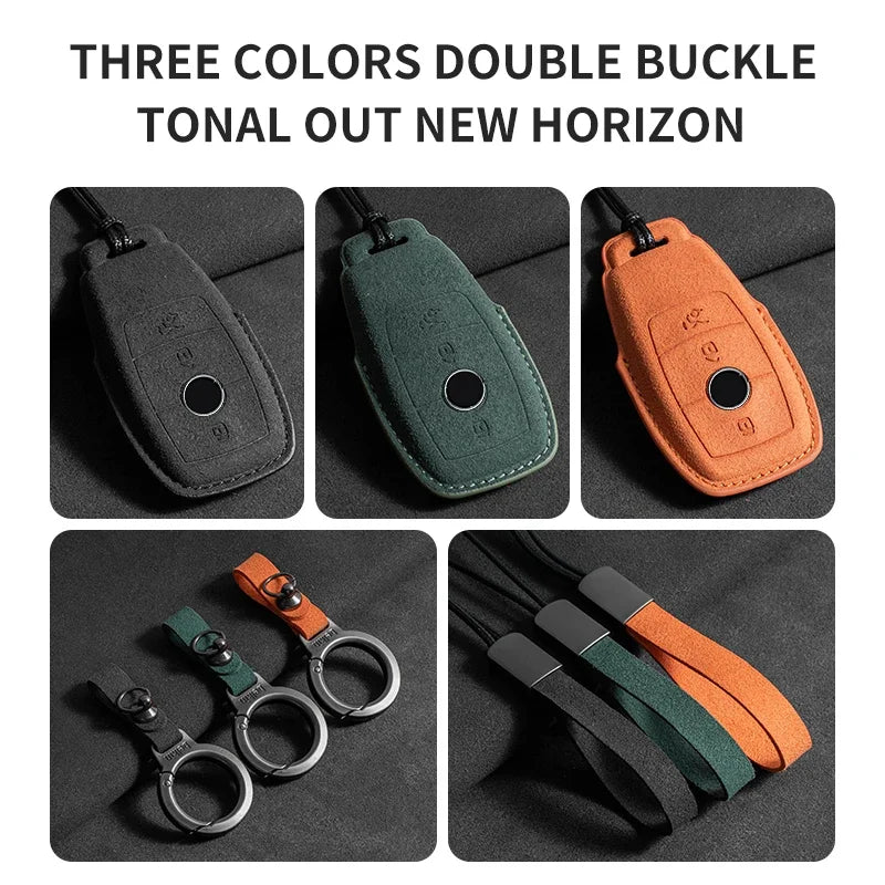 Wildleder Autoschlüssel Hülle für Mercedes-Benz – Edles Key Case Cover für E-Klasse W213/W205, CLA & AMG Modelle (2018–2020)