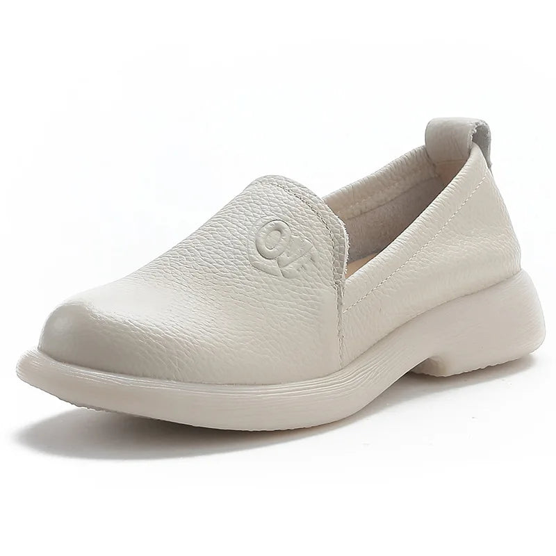 feerldi Damen Leder Flats WB-308K – Retro Slip-On Loafers, Weiche, Anti-Rutsch Mokassins, Elegante grüne Flats für Alltag & Büro