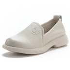 feerldi Damen Leder Flats WB-308K – Retro Slip-On Loafers, Weiche, Anti-Rutsch Mokassins, Elegante grüne Flats für Alltag & Büro