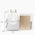 MOTAORA Damen Rucksack Weiß - Mochila de cuero de PU lavada más pequeña para escuela, todos los días y viajes 