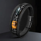 Handgefertigtes Naturstein Lederarmband – Boho Perlenarmband mit Magnetverschluss, verstellbares Unisex Armband für Damen & Herren (Großbestellung)